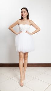 Corset Tulle Doll Dress - White Linen