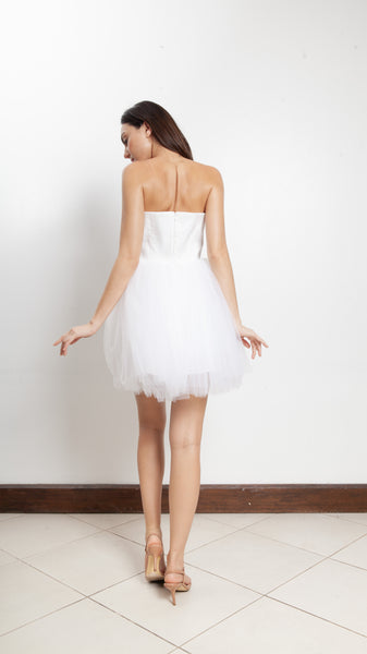 Corset Tulle Doll Dress - White Linen