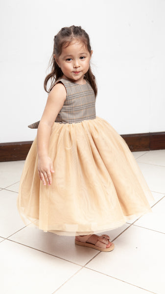 Sleeveless Midi Tulle Dress - Checkered Water Repellent