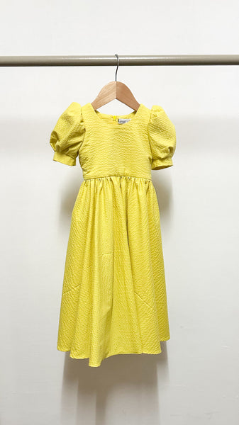 Puff Sleeve Maxi Dress - Yellow Seersucker