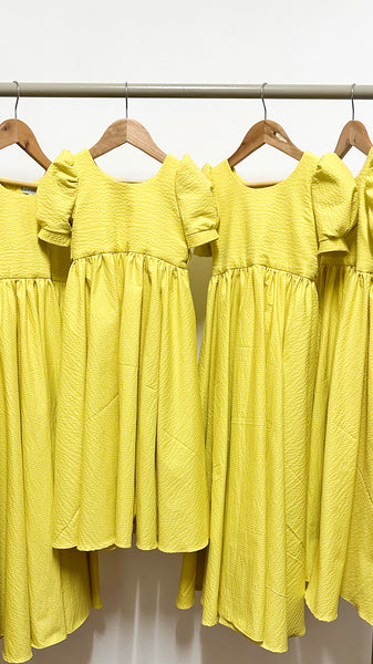 Puff Sleeve Maxi Dress - Yellow Seersucker