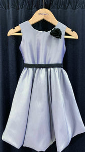 Sleeveless Mushroom Dress with Floret and Belt - Grey