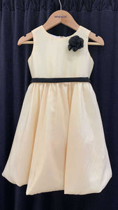 Sleeveless Mushroom Dress with Floret and Belt - Yellow