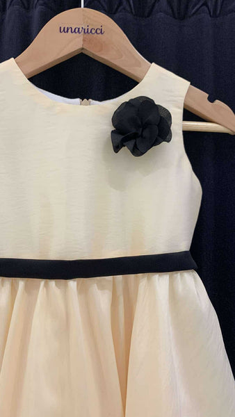 Sleeveless Mushroom Dress with Floret and Belt - Yellow