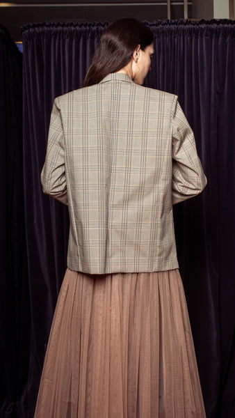 Gathered Elastic Waist Tulle Skirt - Light brown