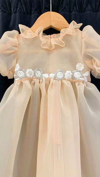 Baptismal Gown with Lace in Nude