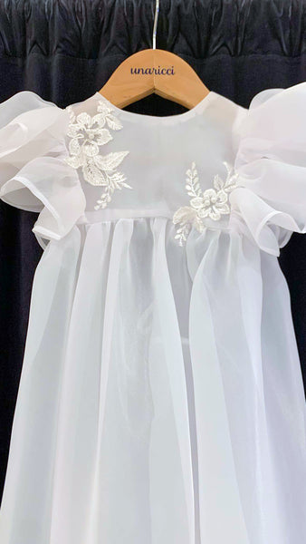 Baptismal Gown with Lace in White