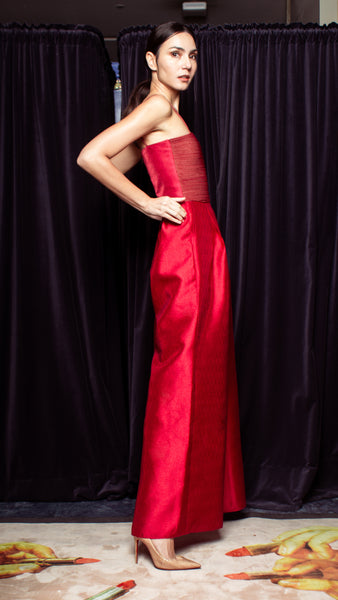 Darabe Wide Hem Jumpsuit - Shimmery Maroon Gazar