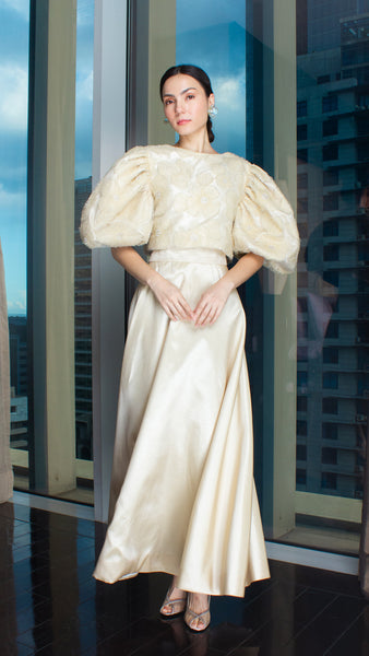 Light Gold Taffeta Floor Length Balloon Skirt