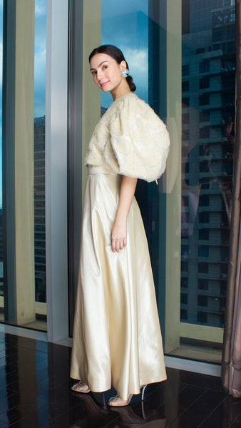 Light Gold Taffeta Floor Length Balloon Skirt