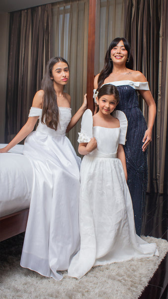 White Tulle Crashing with Lace Off-Shoulder Floor Length Gown