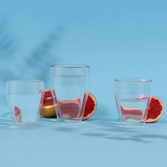 Bodum Titlis Double Wall Glass (2pcs) Small 8oz Stackable, Transparent
