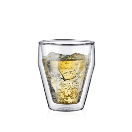 Bodum Titlis Double Wall Glass (2pcs) Small 8oz Stackable, Transparent