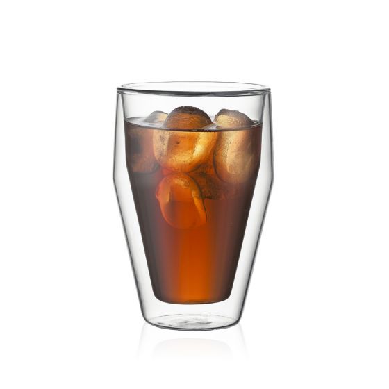Bodum Titlis Double Wall Glass (2pcs) Medium 12oz Stackable, Transparent