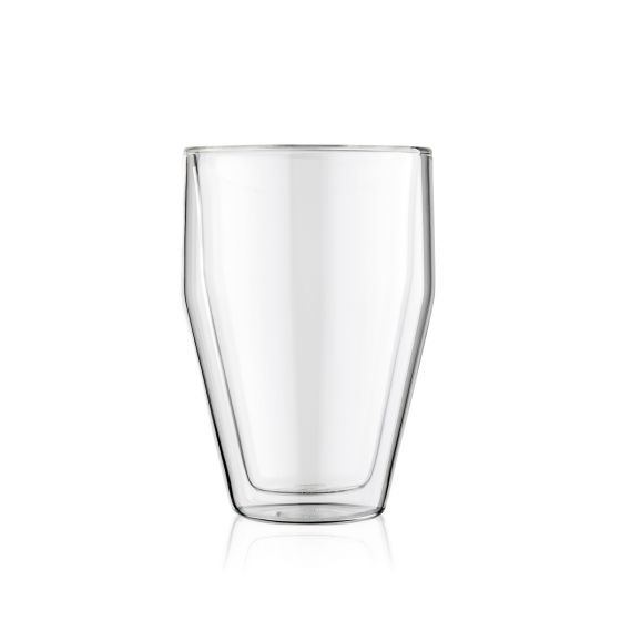 Bodum Titlis Double Wall Glass (2pcs) Medium 12oz Stackable, Transparent