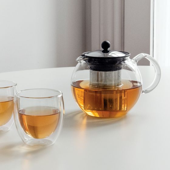 Bodum Assam Tea Press with Stainless Steel Filter 34oz Chrome-Shiny