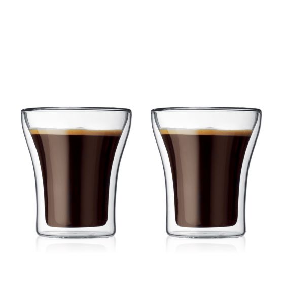 Bodum Assam Double Wall Glass (2pcs) Small 6oz, Transparent