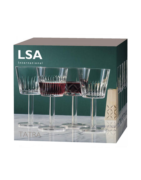 LSA Tatra Wine Glass 310ml Clear, Star/Flower Cut (Set of 4)