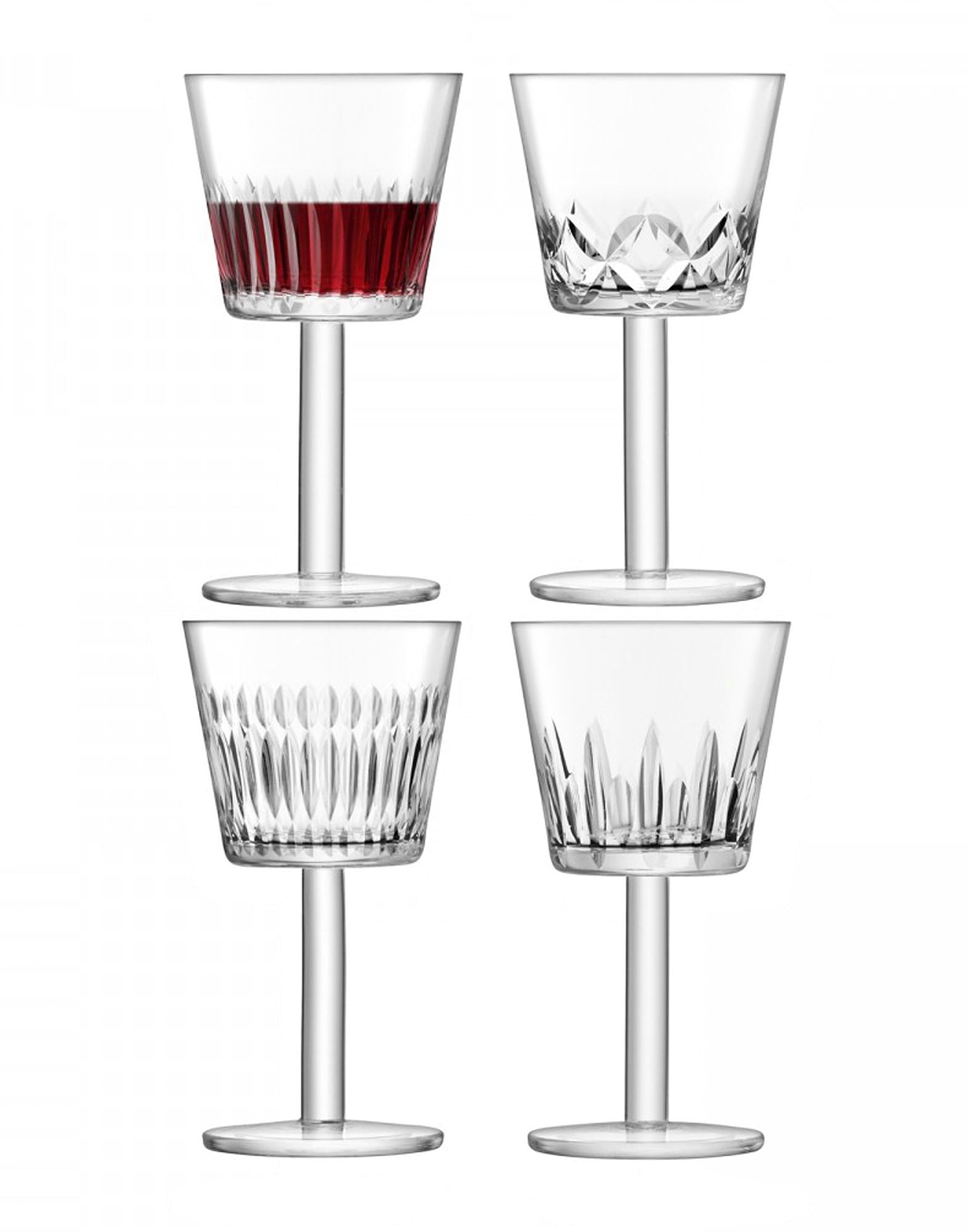 LSA Tatra Wine Glass 310ml Clear, Star/Flower Cut (Set of 4)