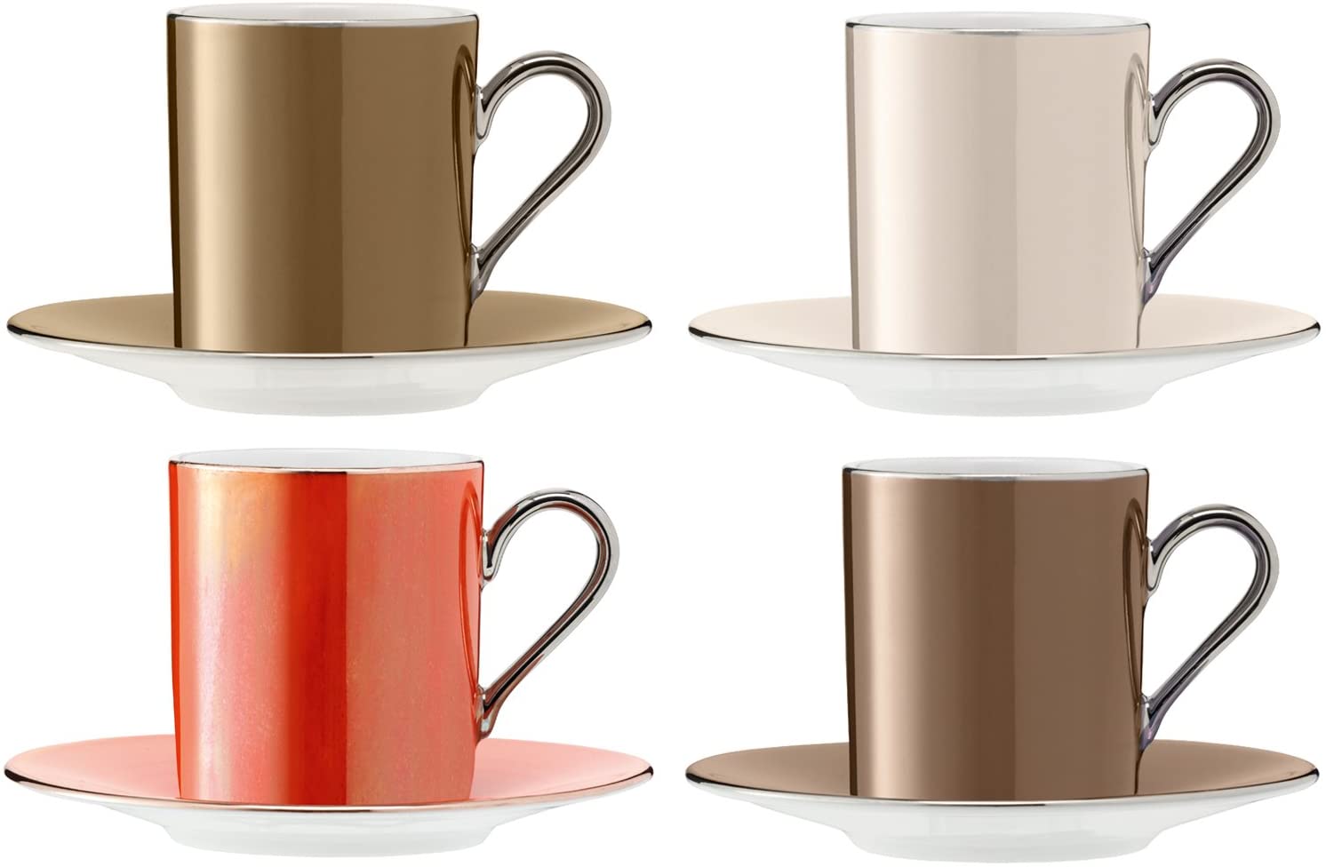 LSA Polka Coffee Cup & Saucer 0.1L (Set of 4) Metallic Assorted