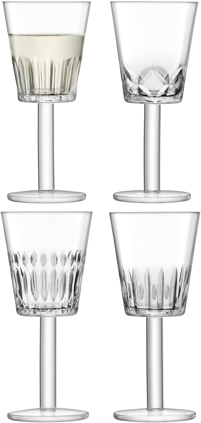 LSA Tatra White Wine Glass 300ml Clear, Star/Flower Cut (Set of 4)