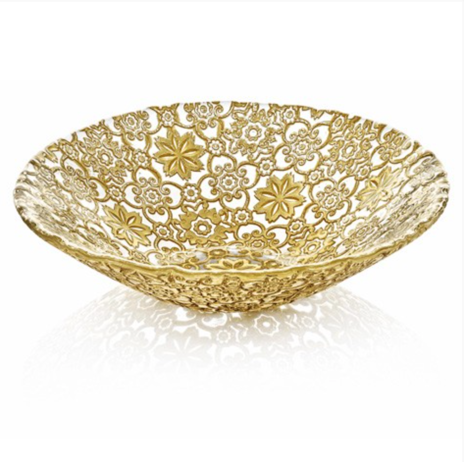 IVV Arabesque Bowl 33cm Gold Leaf Decoration