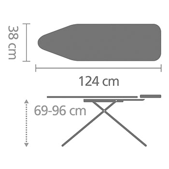 Brabantia Ironing Board B 124 x 38 cm for Steam Iron