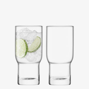 LSA Utility Highball Clear & Ash Coaster 390ml (Set of 2)