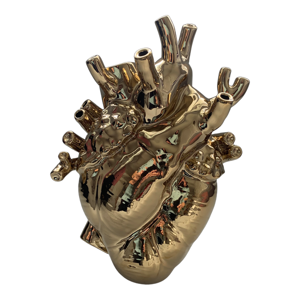 Seletti Love in Bloom Gold Porcelain Heart Vase
