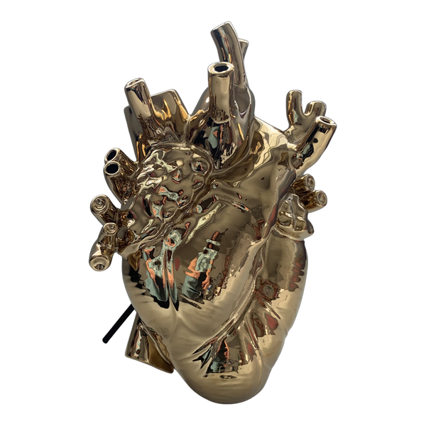 Seletti Love in Bloom Gold Porcelain Heart Vase