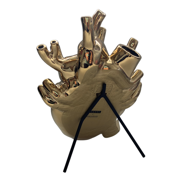 Seletti Love in Bloom Gold Porcelain Heart Vase