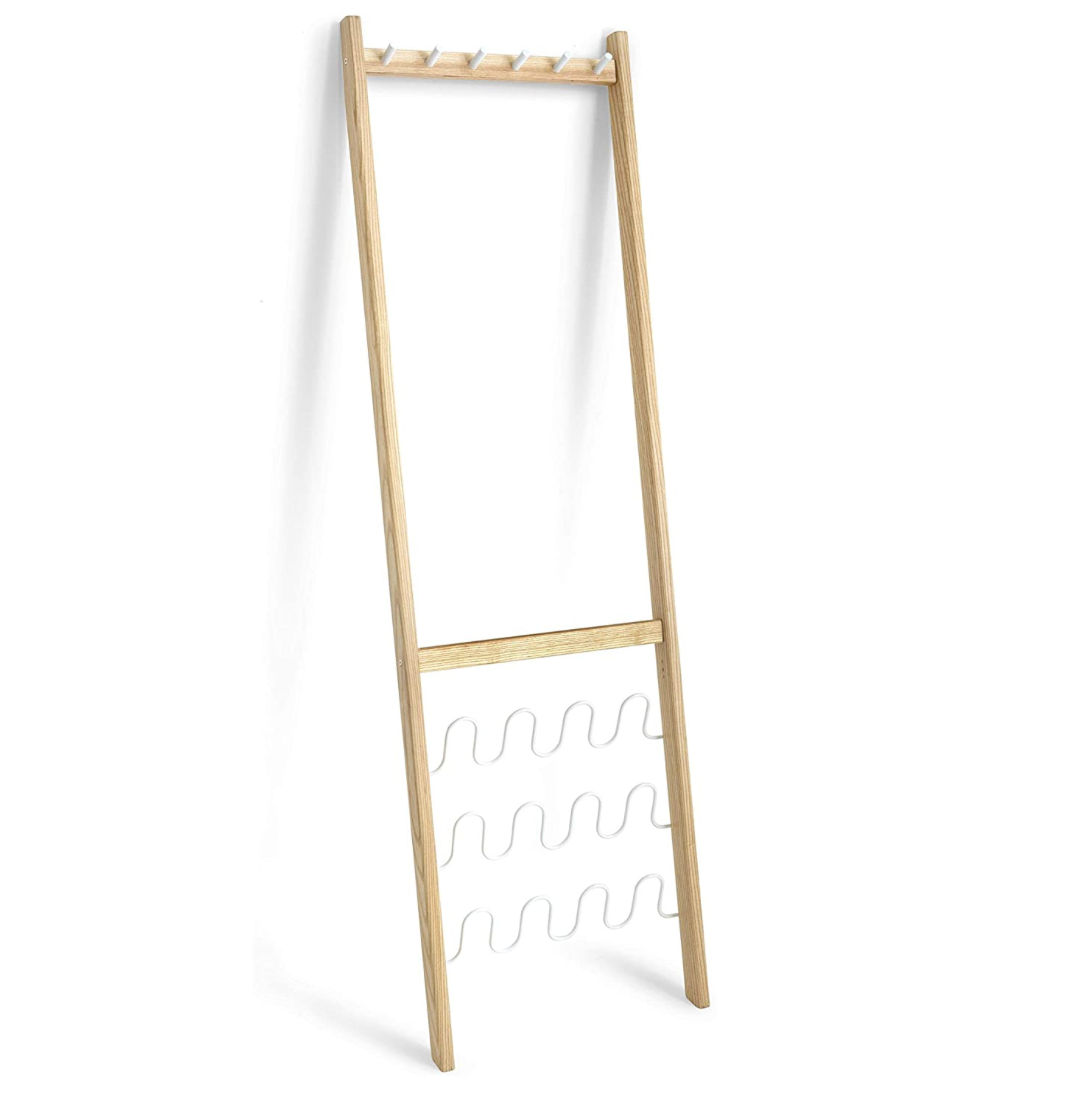 Umbra White/Natural Leanera Coat and Shoe Rack