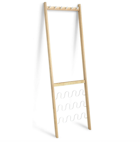 Umbra White/Natural Leanera Coat and Shoe Rack