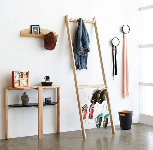Umbra White/Natural Leanera Coat and Shoe Rack