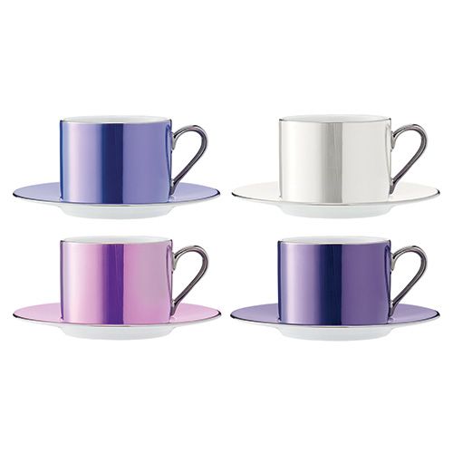 LSA Polka Teacup and Saucer 250ml (Set of 4) Pastel Assorted
