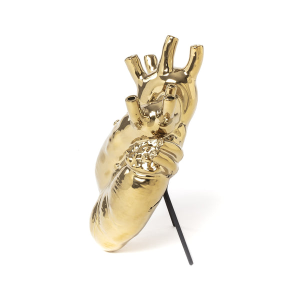 Seletti Love in Bloom Gold Porcelain Heart Vase