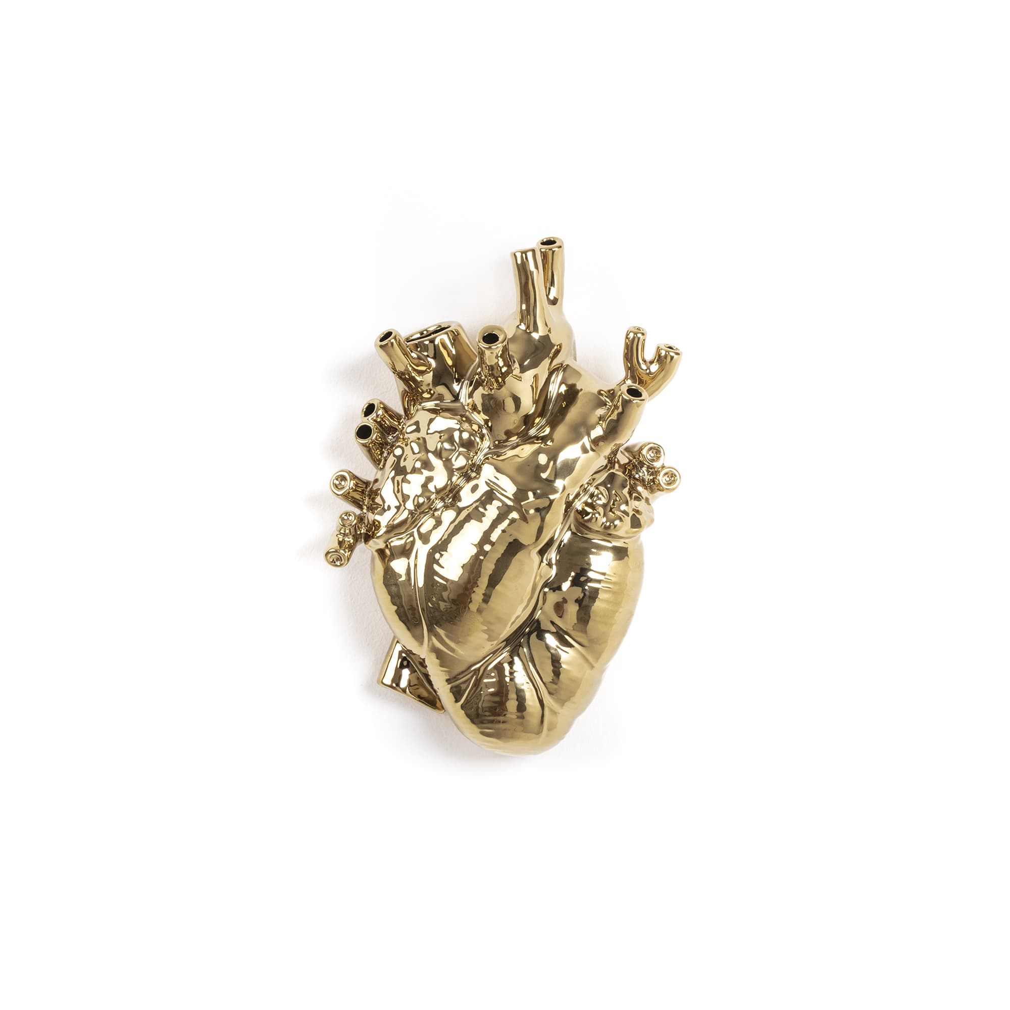 Seletti Love in Bloom Gold Porcelain Heart Vase