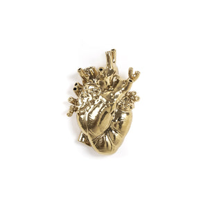 Seletti Love in Bloom Gold Porcelain Heart Vase