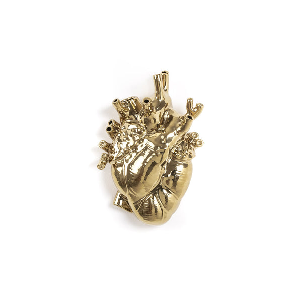 Seletti Love in Bloom Gold Porcelain Heart Vase