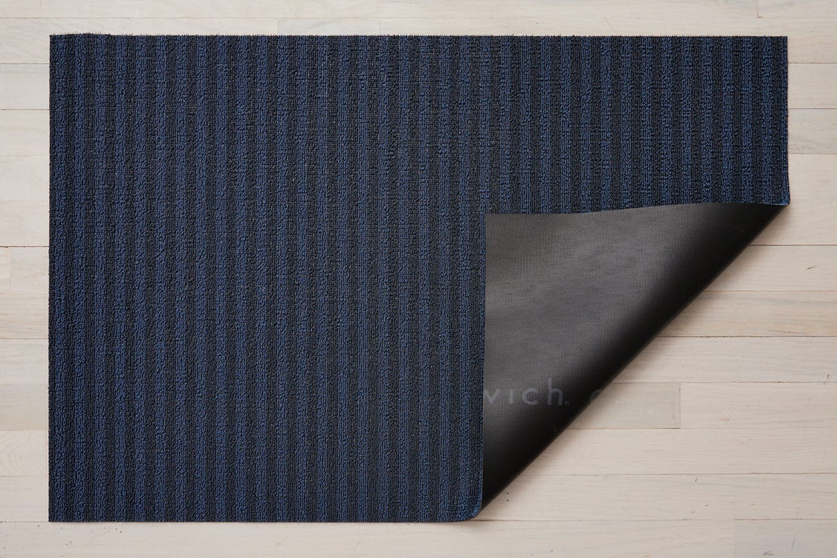Chilewich Breton Stripe Shag Utility Mat Blueberry