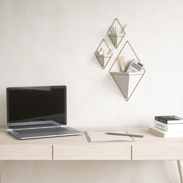 Umbra White/Brass Trigg Wall Display (Set of 2)