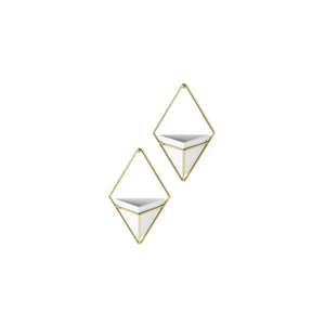 Umbra White/Brass Trigg Wall Display (Set of 2)