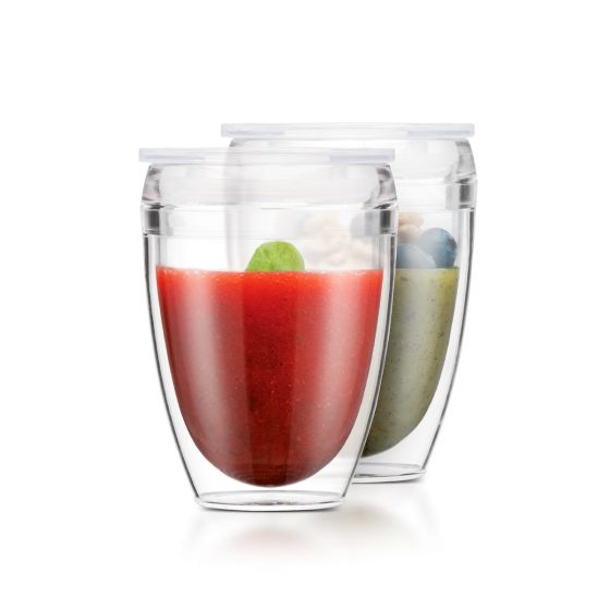 Bodum Pavina To Go Double Wall Tumbler (2pcs) 10oz with Lid, Transparent