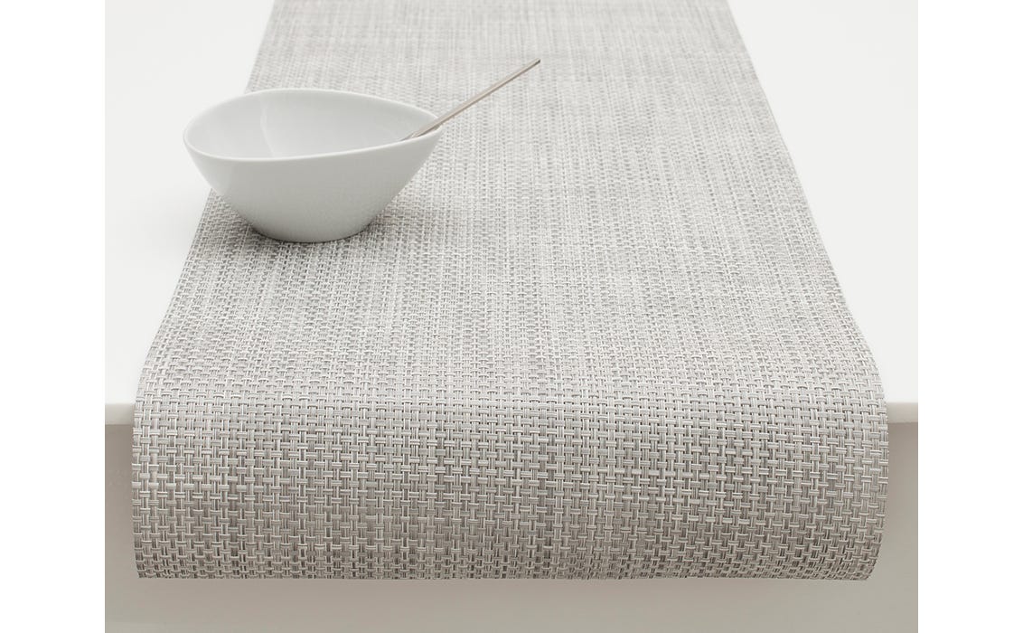Chilewich Basketweave Runner 14" x 72" White/Silver