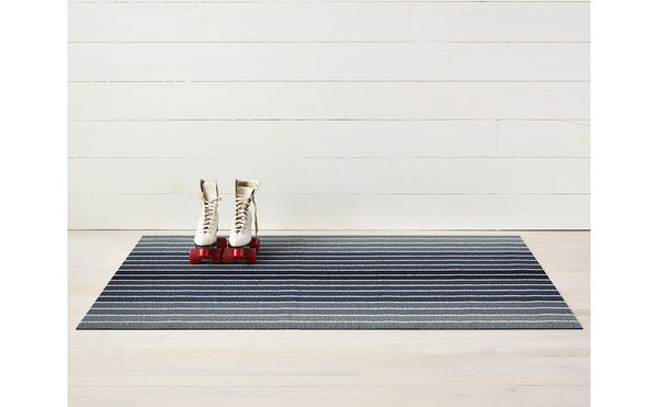 Chilewich Block Stripe Shag Big Mat Denim