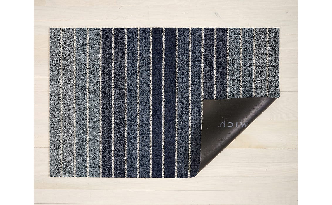 Chilewich Block Stripe Shag Big Mat Denim