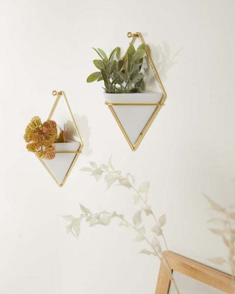 Umbra White/Brass Trigg Wall Display (Set of 2)