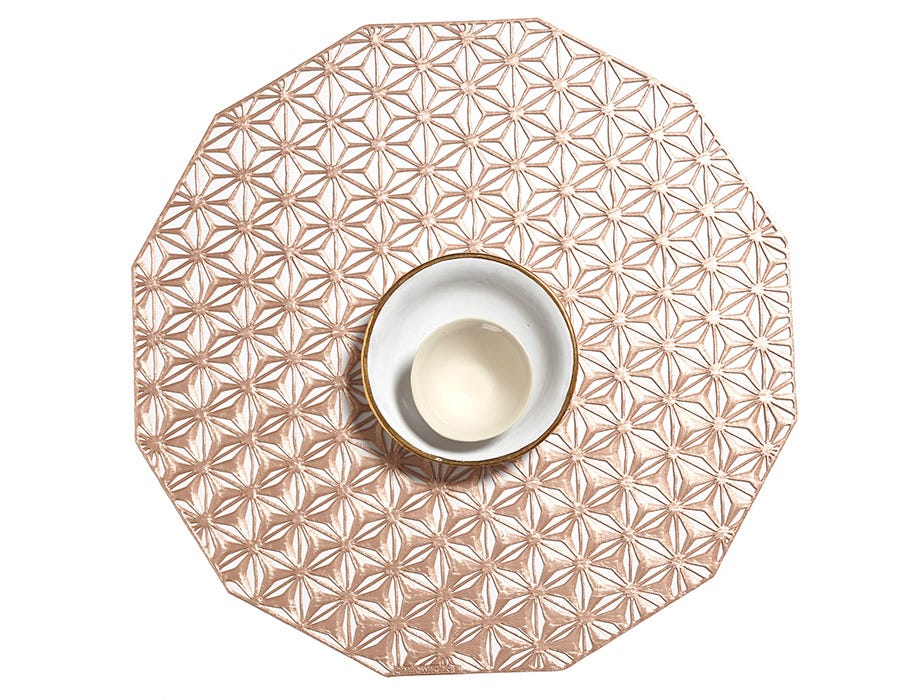 Chilewich Pressed Kaleidoscope Round 14" Pink Champagne