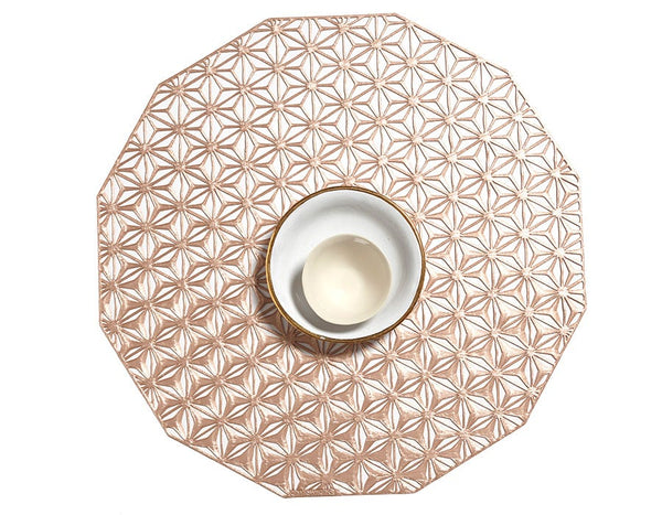 Chilewich Pressed Kaleidoscope Round 14" Pink Champagne