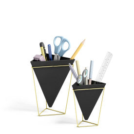 Umbra Trigg Tabletop Vessels Set (2) SM+LG BLK/BRS